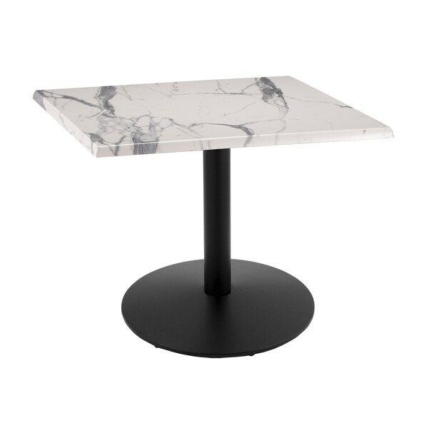30" Tall OD214 Black Table Base 22" Diameter 30"x30" Square White Marble Top